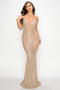 Angel Night Rhinestone Sheer Maxi Dress - Nude